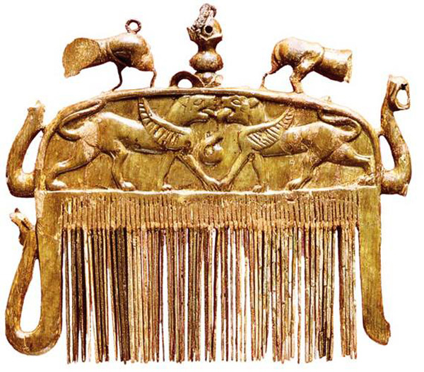 золот.гребень со сфинксами-Этруски, VII века до н.э.