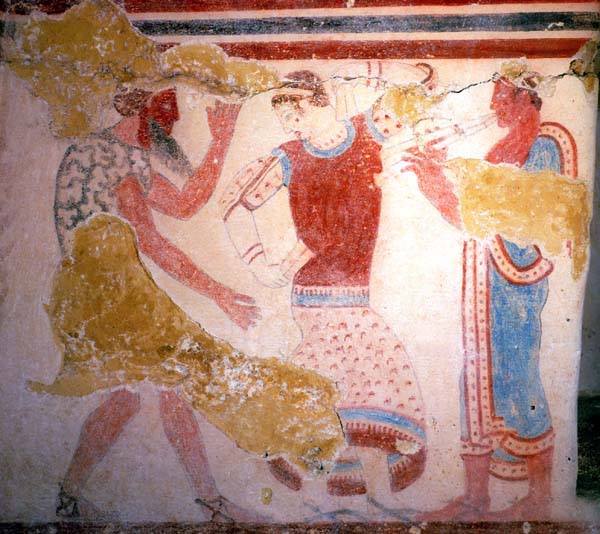 фреска-маска бородатого перса-танцовщица и музыкант- 5 в. до н.э.